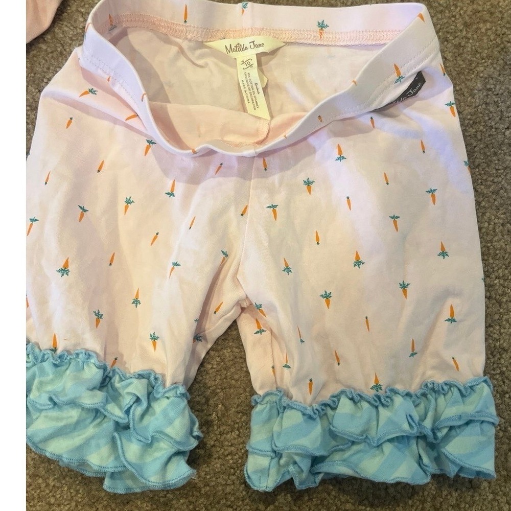 Matilda Jane Girls Carrot Ruffle Shorts Easter Spring Pink Ruffle Size 10